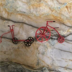 Vintage Red Bike and Scooter Metal Ornaments